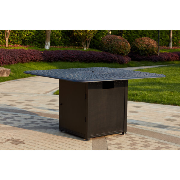 Lark Manor Mundelein 64'' Square Counter Height Propane Fire Pit Bar